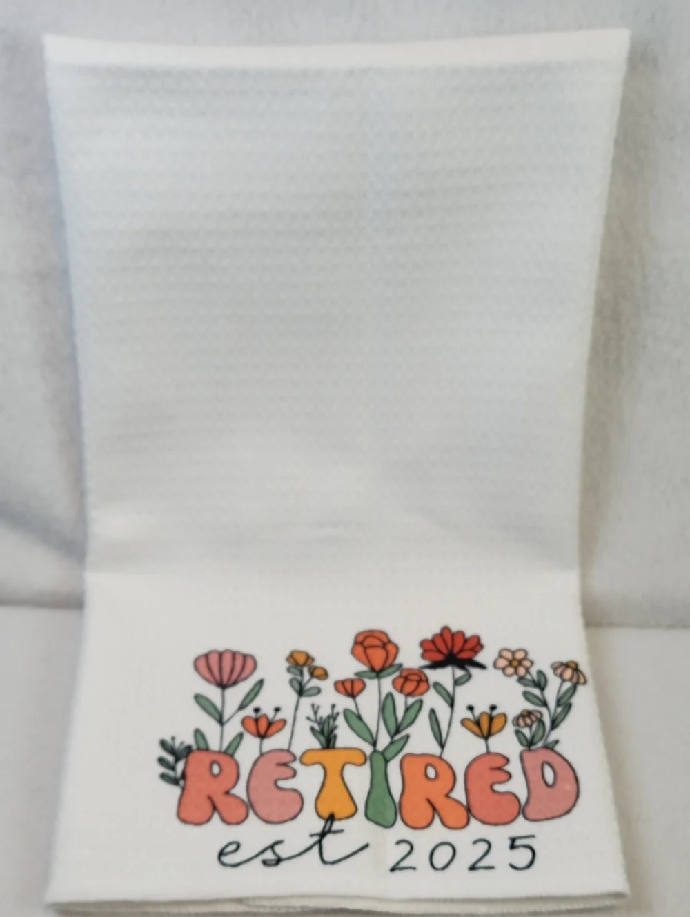 Retired Est 2025 Floral Kitchen Towel - White NEW